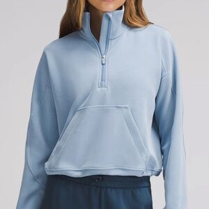 Lululemon Peloton Brushed Softstreme Half Zip blue willow